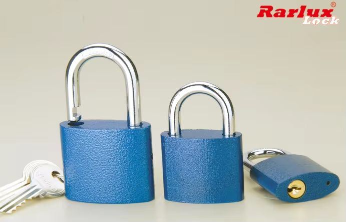 Rarlux 38-75mm Padlock Iron Body Best Padlock Blue Plastic Painted Surface Iron Padlock with Brass Keys or Iron Keys