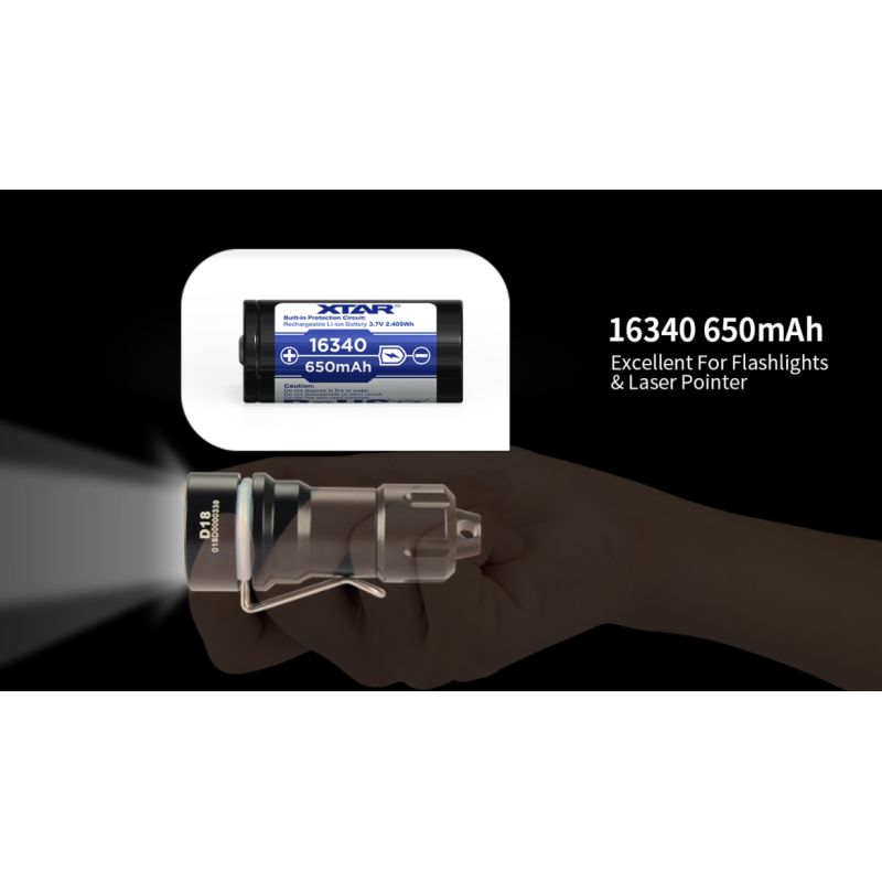 16340 Audio Lithium Battery 650mAh 800+  Cycles Li Ion Battery 650mAh