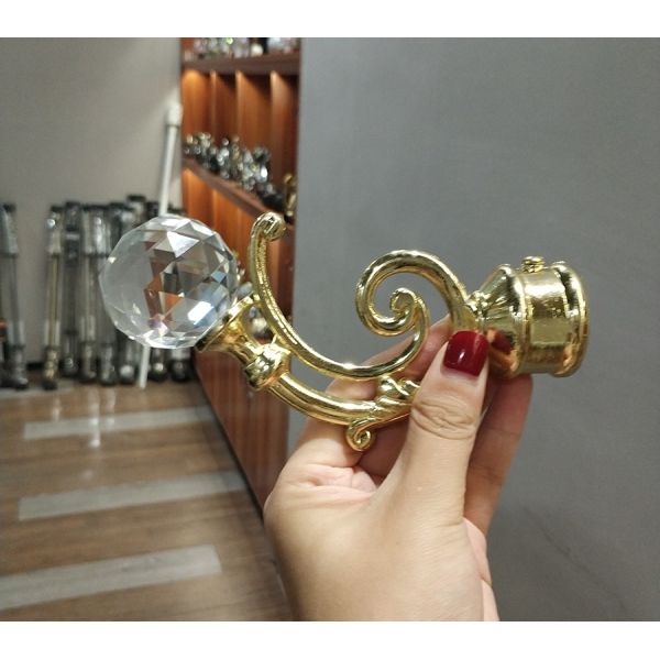 Wholesale crystal gold curtain pole metal finials curtain rod accessories for curtain rods