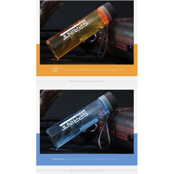 Customized Logo Lightweight Plastic Travel Water Bottle Outdoor Sports Water Bottle 500ml/650ml/750ml/1000ml/1200ml With Rope Multifunctional Multipurpose