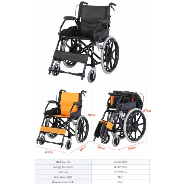 Steel Medical Transport Wheelchair Folding Basic Manual Wheelchair For Patient CE Approved