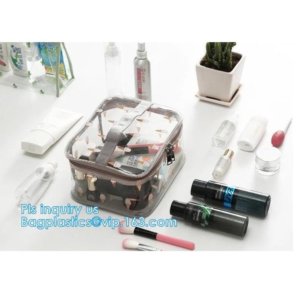 Travel Organizer Mini Cosmetics Clear Pvc Zipper Bag With Handles, vinyl pvc travel cosmetic packaging bag with zipper,