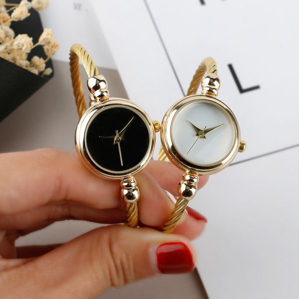 Nonwaterproof Quartz Watch Women'S Gold Bracelet Watch 4mm Band Width