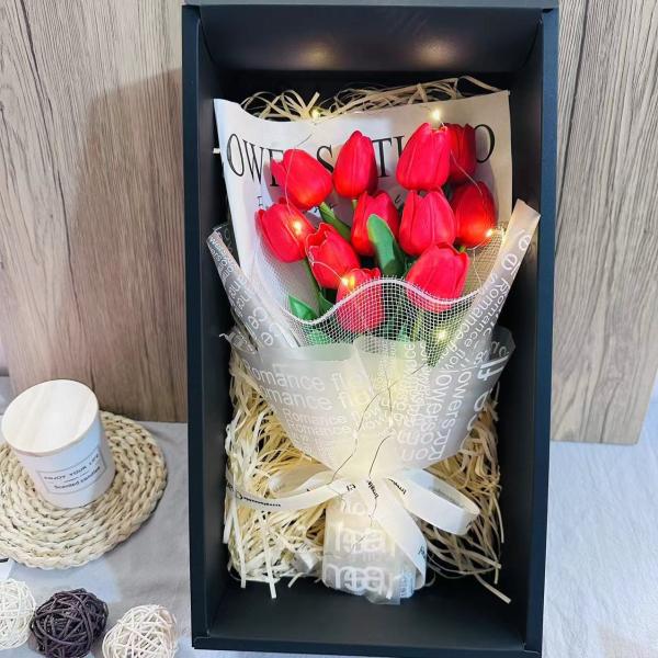 Christmas rose and tulip artificial flower bouquet confession birthday gift manufacturer wholesale bouquet gifts