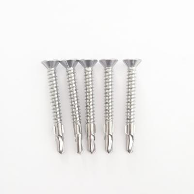 410 Stainless Steel CSK Square Drive Head Self Drilling Tek Screws With Nibs / Ribs