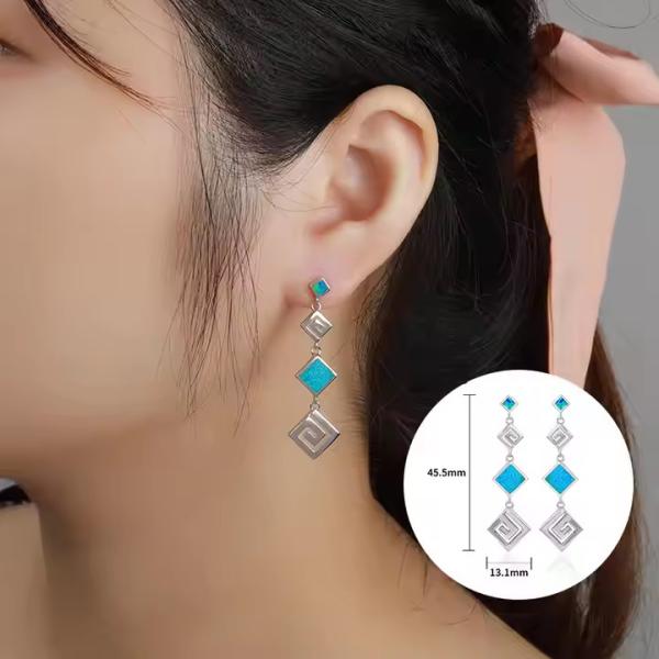 Drop Synthetic Opal Leverback Earrings Women 925silver Jewelry