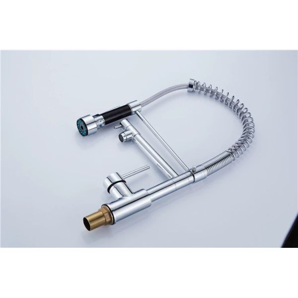 304 Stainless Steel Gold Kitchen Taps Pull Down Sprayer Spring Kitchen Mixer Faucet