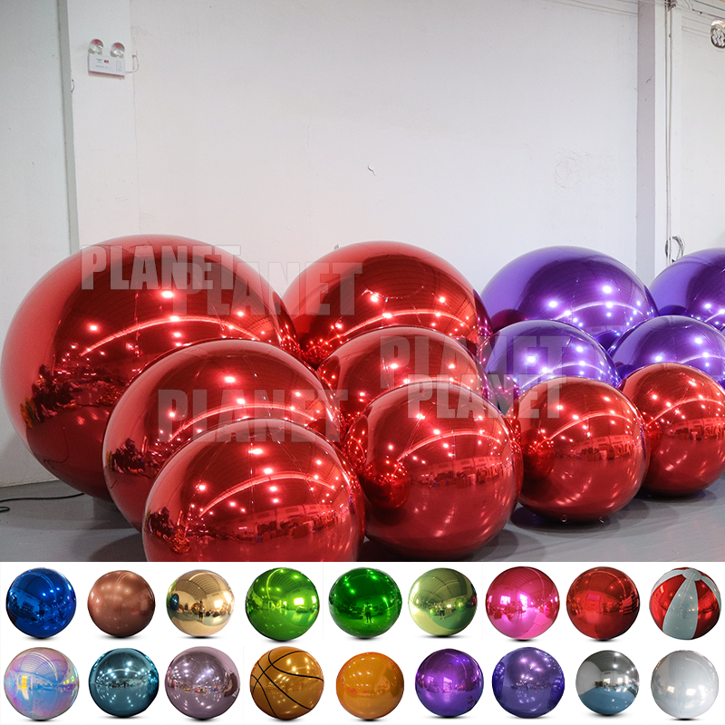 Boule disco gonflable de Noël en PVC géante, brillante, durable, violette, dorée, argentée, rouge