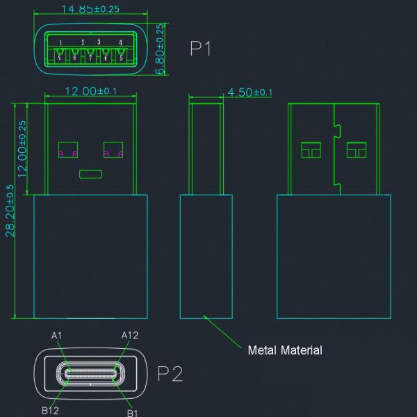 Adaptateur USB C Femelle vers USB Mâle avec Conception de Lanière, Adaptateur Mini 10G de Données