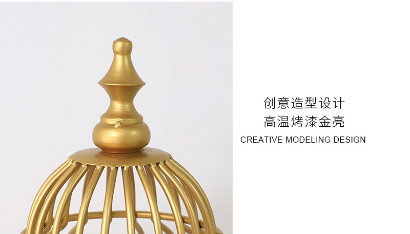 Birdcage 5 Tier Flower Pot Stand , Gold Wrought Iron Flower Stand