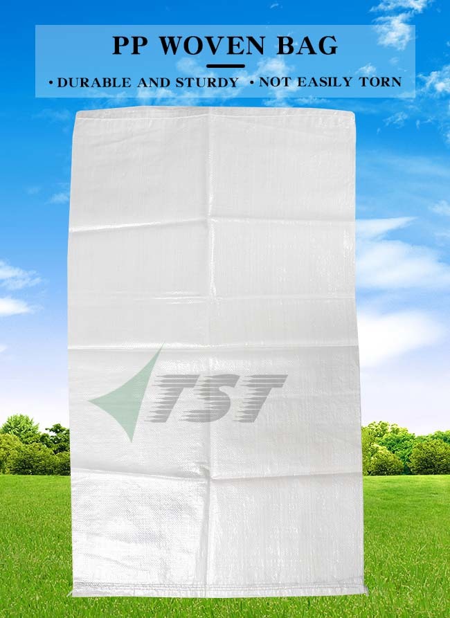 60*100cm white color pp woven bag for rice maize feed fertilizer packing