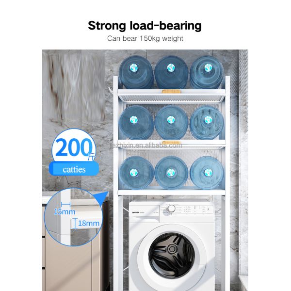 With Cabinet Door  Bathroom Cabinet Foldable Washing Machine Organiser Storage Rack Metal Above Shelf Over the Toilet Rack