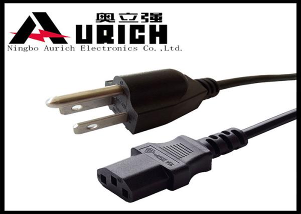UL Certification NEMA 5-15p Us Power Cable For TV / Electric Range / Percolator