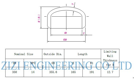 ASTM A234 WP22 Steel Pipe End Caps , Alloy Steel DN350 Sch 80 Butt Weld Cap