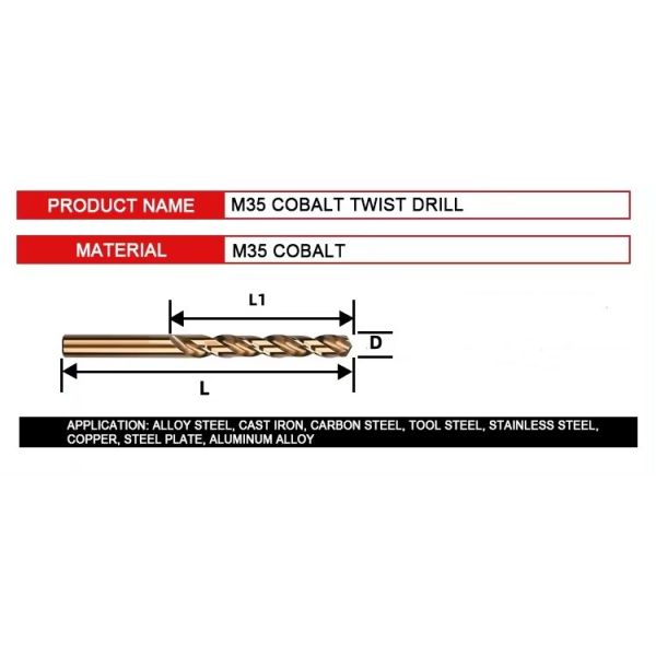HSS cobalt Drill Bits for Stainless Steel with 135 Split Point High Speed Steel Drills