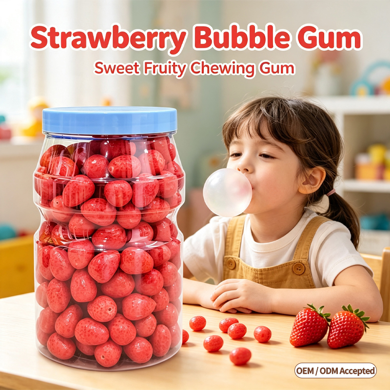 Sweet Strawberry Shaped Bubble Gum Fruit Flavor Hollow Chewing Gum Candy