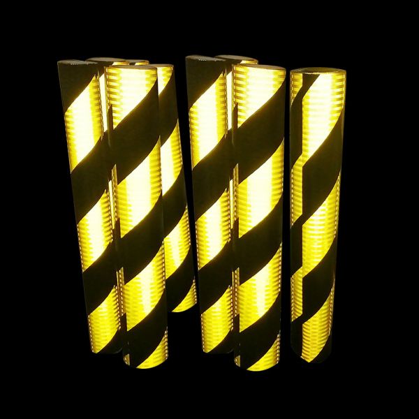 EGP Grade Double Color Yellow Black Hazard Pattern UV Metal Backing Reflective Sheeting