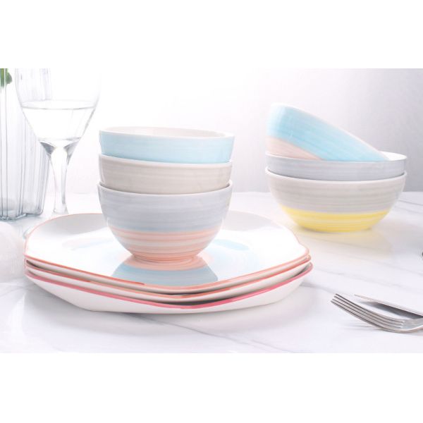 Savall HoReCa Round Colored Porcelain Dinnerware Rustic Porcelain Plate Set LFGB certificate