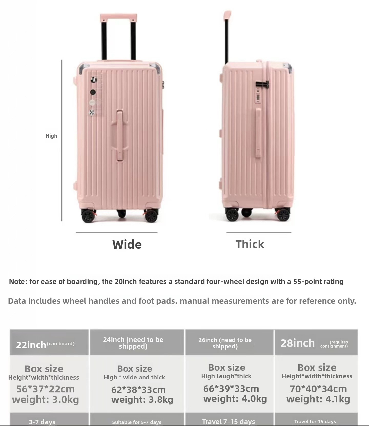 Fashionable Business Travel Luggage Roller Bag Large Lightweight Suitcase With Cup Holder