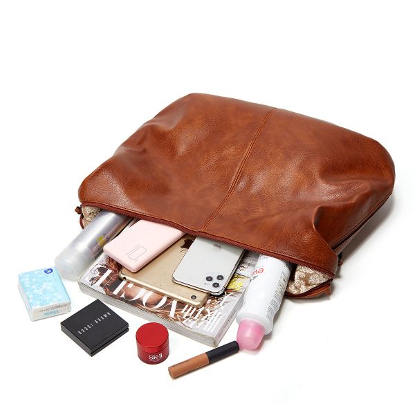 Vintage Leather Tote Crossbody Bag The Perfect Addition to Your Daily School Life