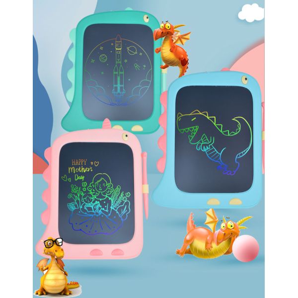 Unisex 8.5 Inch LCD Doodle Board Toy Green Dinosaur Drawing Pad for Kids 2-6 Years Old