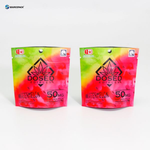Custom Printed CBD Gummies Packaging Mylar Bags Food Edible Foil Standing Pouch