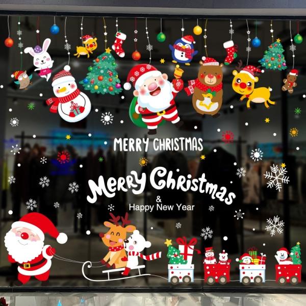 Etiqueta de adesivos de selos de PET Adesivos de janelas de Natal para decorações domésticas
