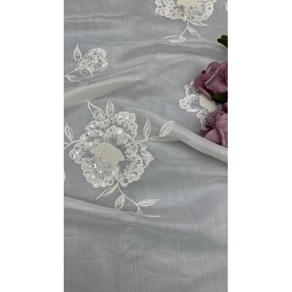 3D Floral Tulle Mesh Fabric Breathe Mesh Lace Fabric Leafy Sequin Fabric