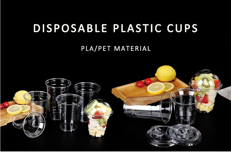 100% Biodegradable Disposable CPLA Plastic Lid Clear Cold Beer Milk Tea Coffee Sauce PLA U Shaped Parfait Cup