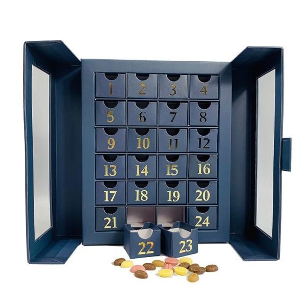 Custom Advent Calendar Packaging , Cosmetic Magnetic Cardboard Box With 24 Drawers