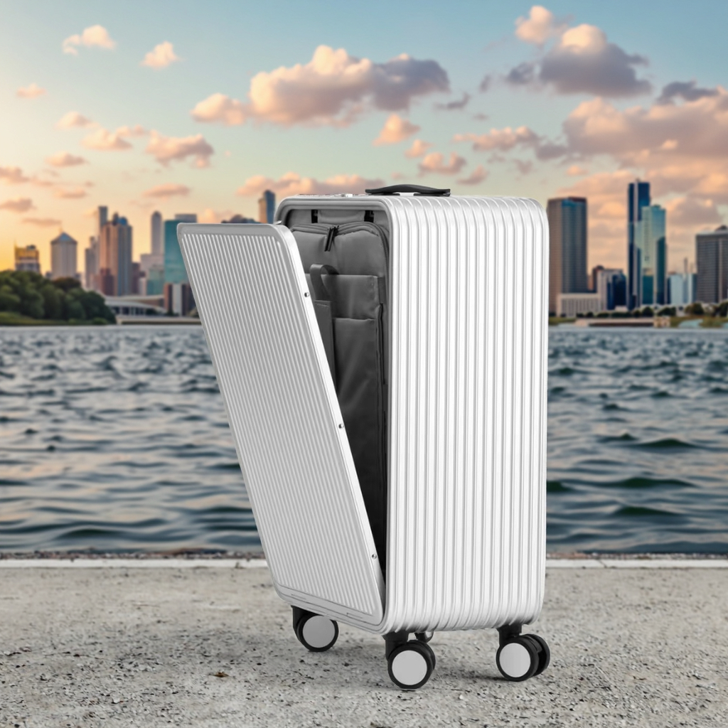 Unique Features Aluminum Luxury  Luggage Front Open Carts Large Carry-ons Cabin Trolley Suitcase Luggage