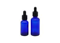 Verre à bouteilles de compte-gouttes de teinture de bleu de cobalt d'ISO9001 15ml écossé