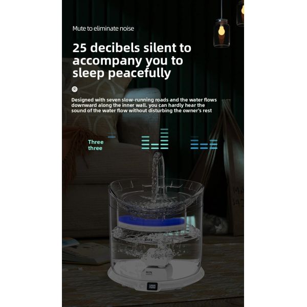 Automatic Cat Water Dispenser Wireless Charging Rechargeable Intelligent Induction Live Water Filtration Unplugged Solid