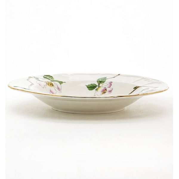 Цветочные керамические столовые тарелки Столовая посуда Золотая оболочка Керамическая тарелка с супом TW-02A121