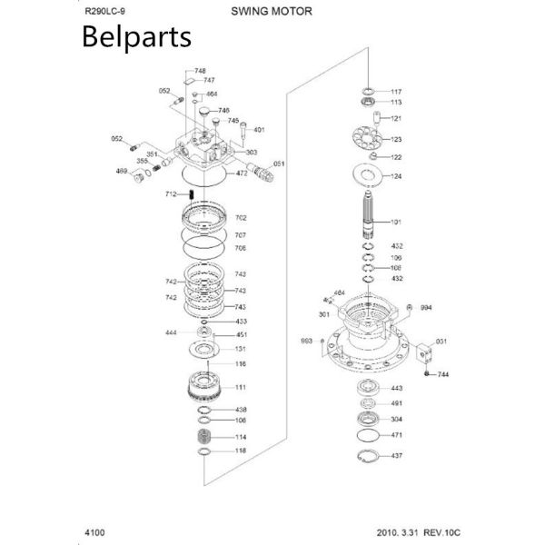 Красный блок мотора качания мотора ряда экскаватора Р290ЛК-7/31Н8-10140 31К8-10130