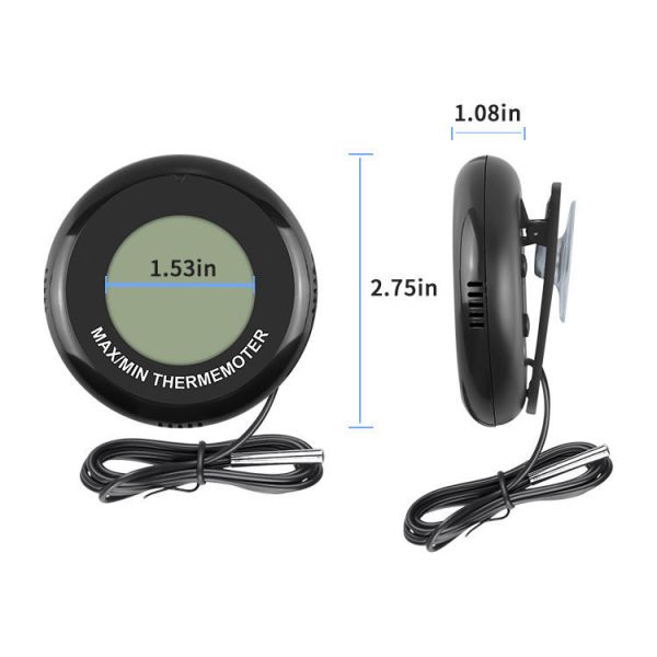 TL8050 Round Max Min Memory Function Temperature Sensor Digital Thermometer With Probe