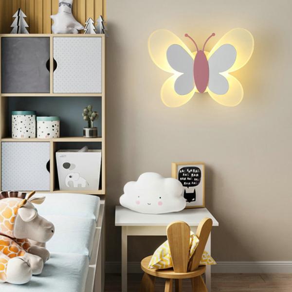 Cartoon Cute Blue Pink Butterfly Wall Lamp Creative Wall Mount LED Light（WH-OR-139)