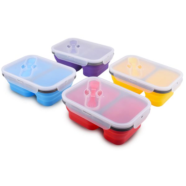 3 Compartment Children Leak Proof Bento Reusable Food Storage Containers With Fork