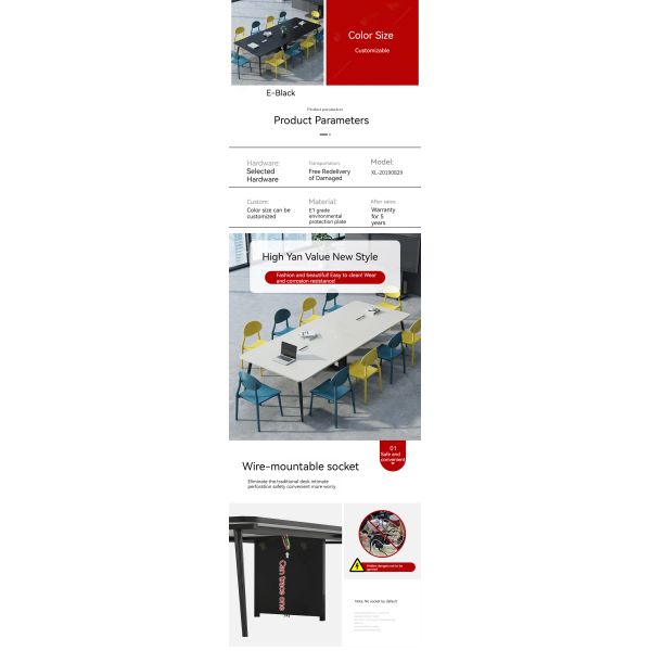 Office Furniture Conference Workbench Steel Frame Training Negotiation Table Set
