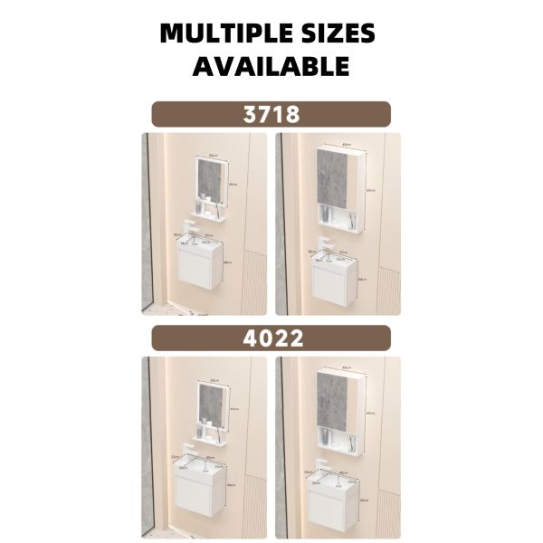 Practical Bathroom Wall Hung Basin Ceramic Floating Vanity with Cabinet White