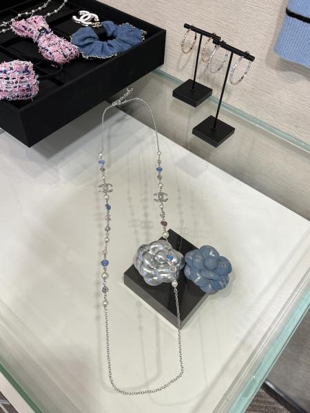Blue Pink Heart Full Rhinestone Luxury Silver Necklace Luxury Jewelry Necklace