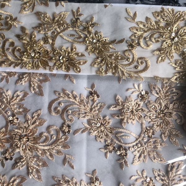 Easily Customizable Luxury 3D Beaded Embroidery Lace Fabric New Design Lace for Party Dance Dress Women's Dress