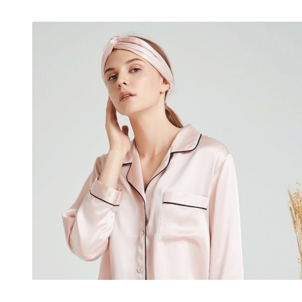 Luxury Sleep Wear Long Sleeve Silk Pajama Set Women Pajamas Silk Two Pieces