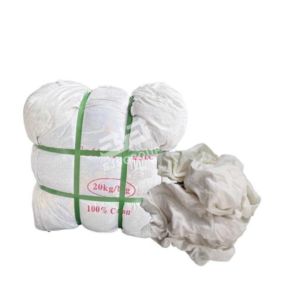 100% reused 10 KG bales 100 cotton wholesale direct cheap textile waste white cotton knit bag rags
