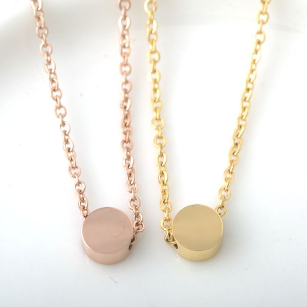 Stainless Steel Cylindrical pendant necklace, Rose gold, 18K gold Palted Necklace,Simple and elegant  Neckalce