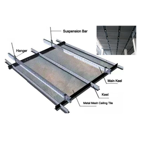 Коммерчески строя украшенная панель потолка стены сетки белого металла материалов серебряная с рамкой