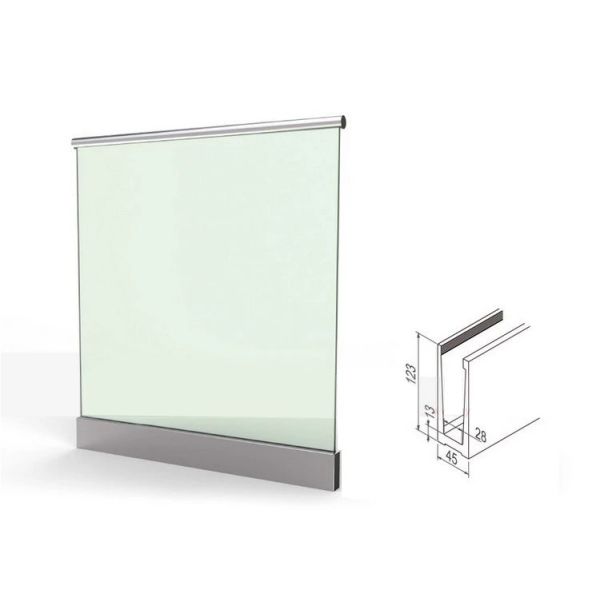 Balaustrada de alumínio do balcão de vidro Frameless 10mm grosso exterior interno