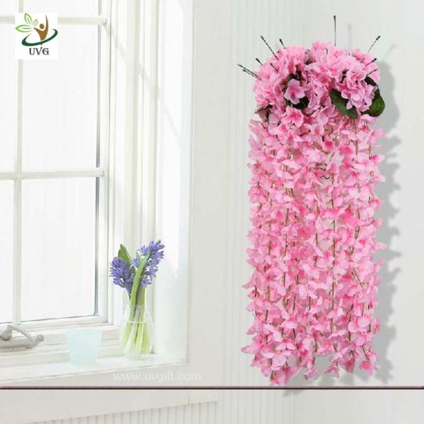 UVG High Quality Artificial Wisteria Flowers Wedding Shelf Hanging Flower Arrangement