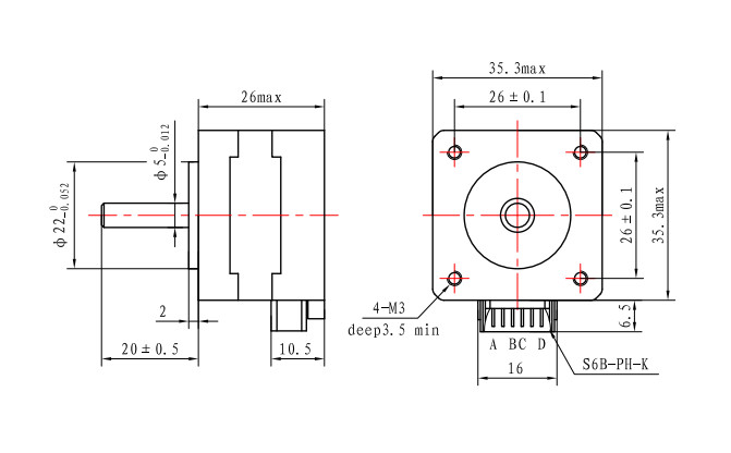 Гибридный участок 2 39X39x26mm NEMA 16 Stepper мотора 0.4A 12V двухполярный