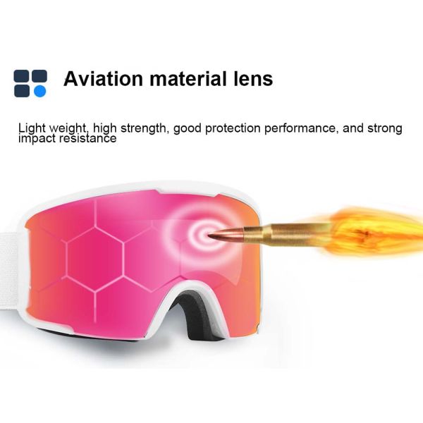 Customized Color Ski Goggles with Adjustable Elastic Strap and Double Anti-Fog Lens